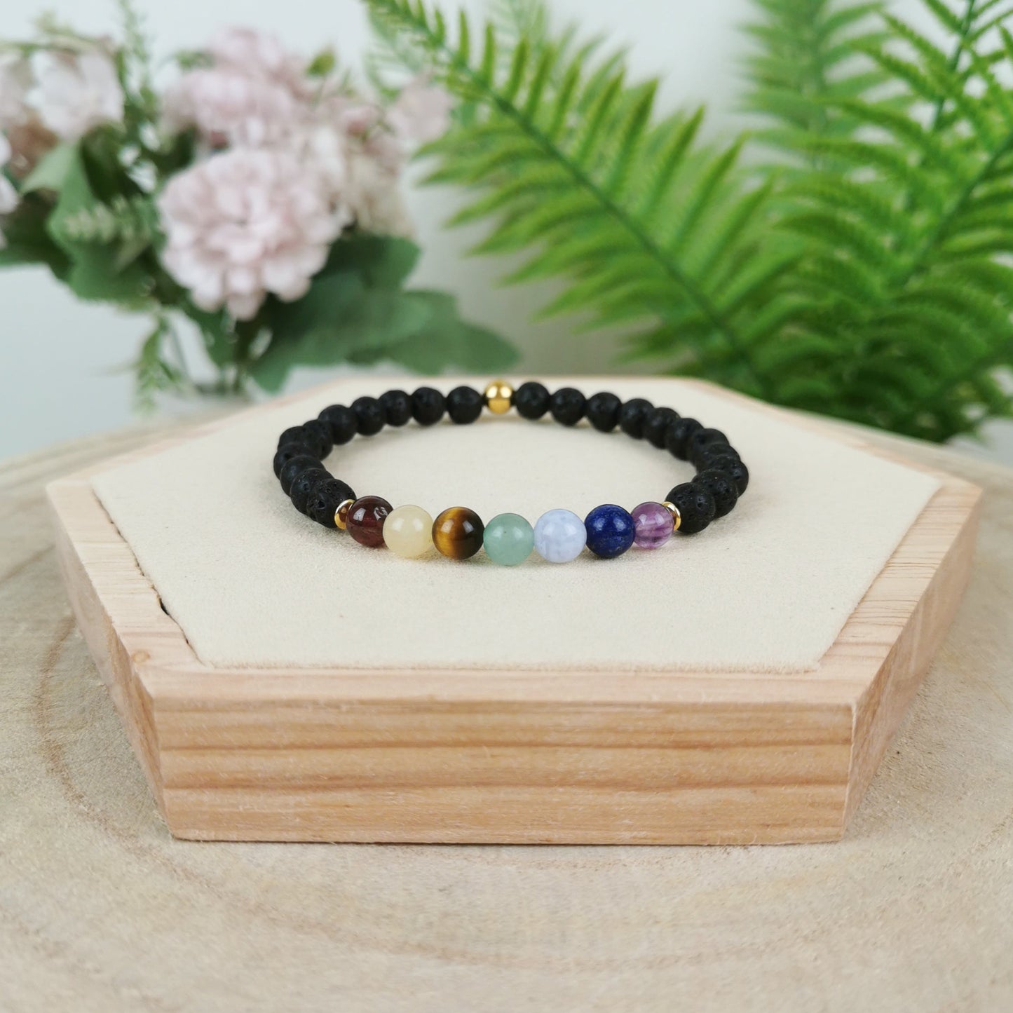 7 Chakra Diffuser Armband (+ Ätherisches Öl)