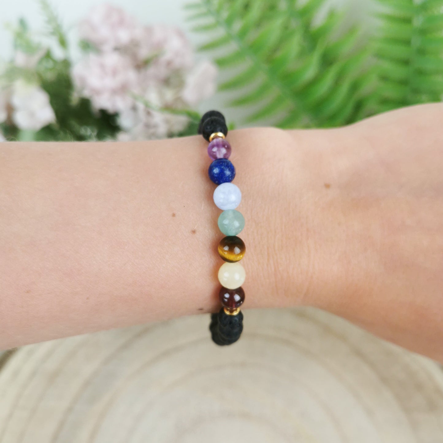 7 Chakra Diffuser Armband (+ Ätherisches Öl)