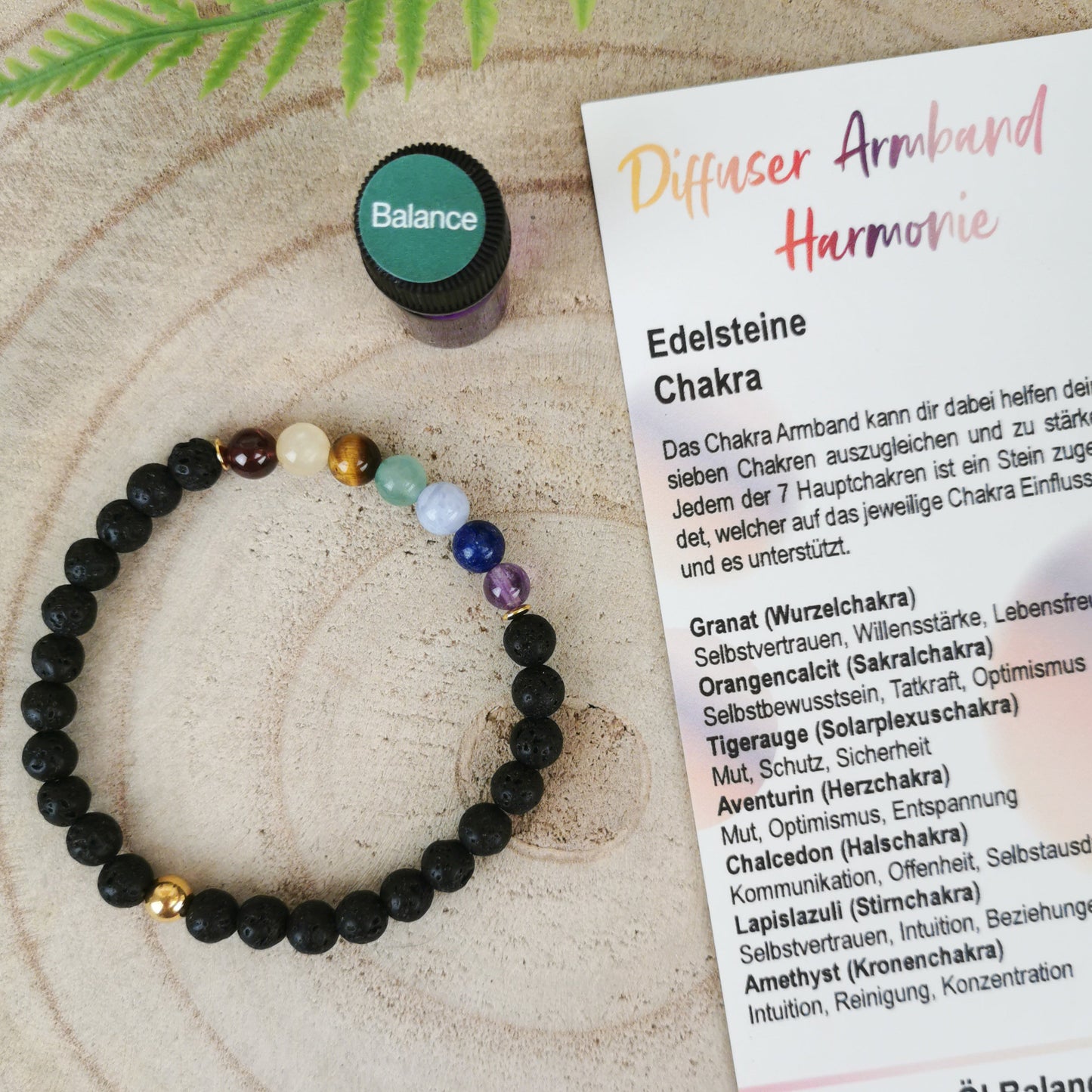 7 Chakra Diffuser Armband (+ Ätherisches Öl)