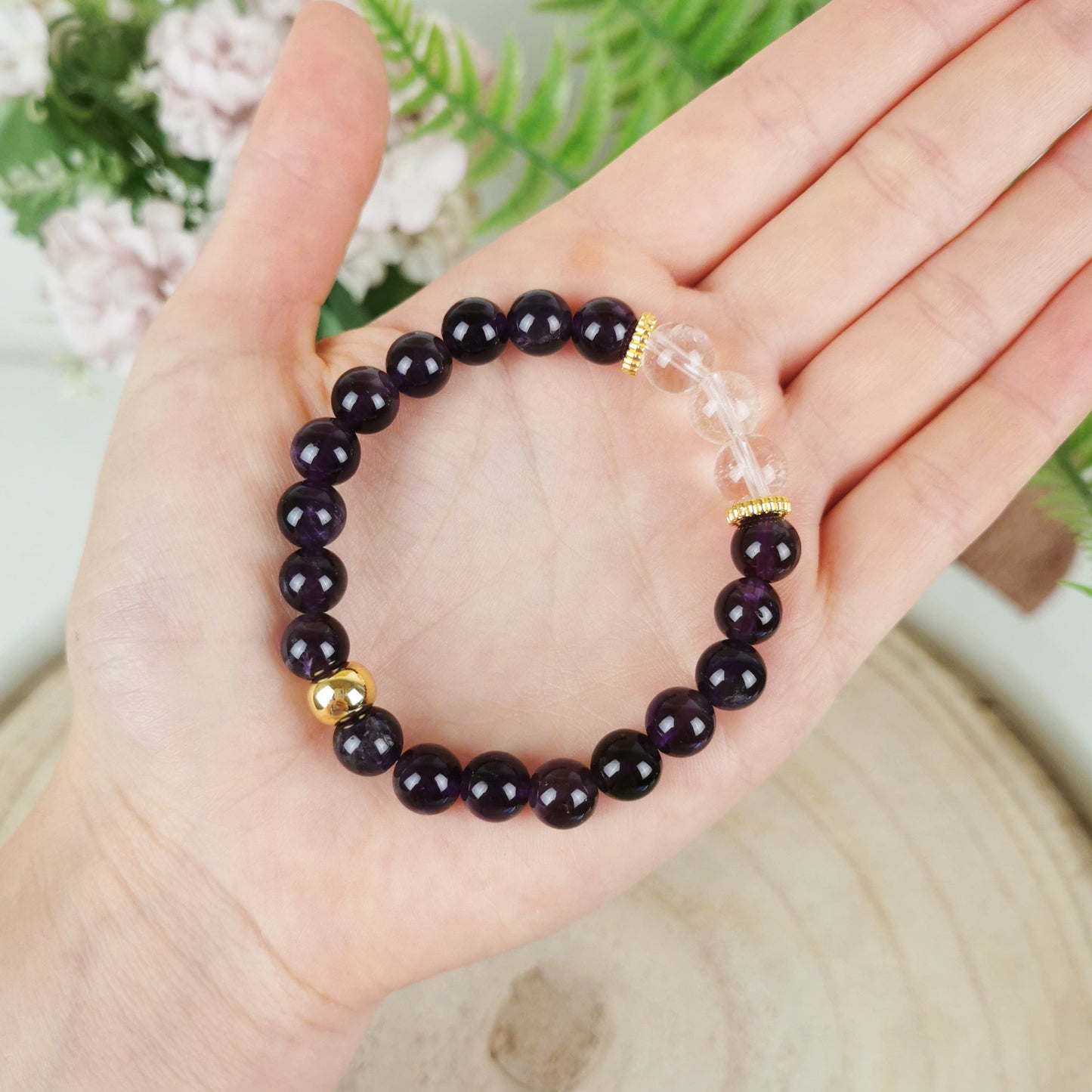 Amethyst-Bergkristall Armband