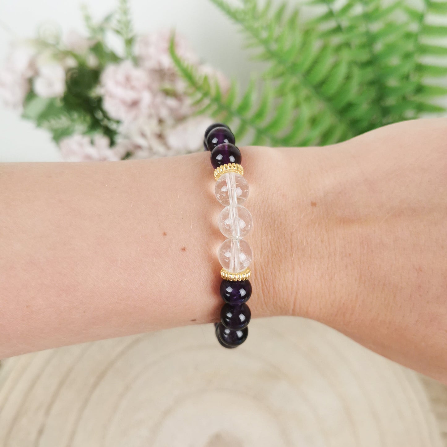 Amethyst-Bergkristall Armband