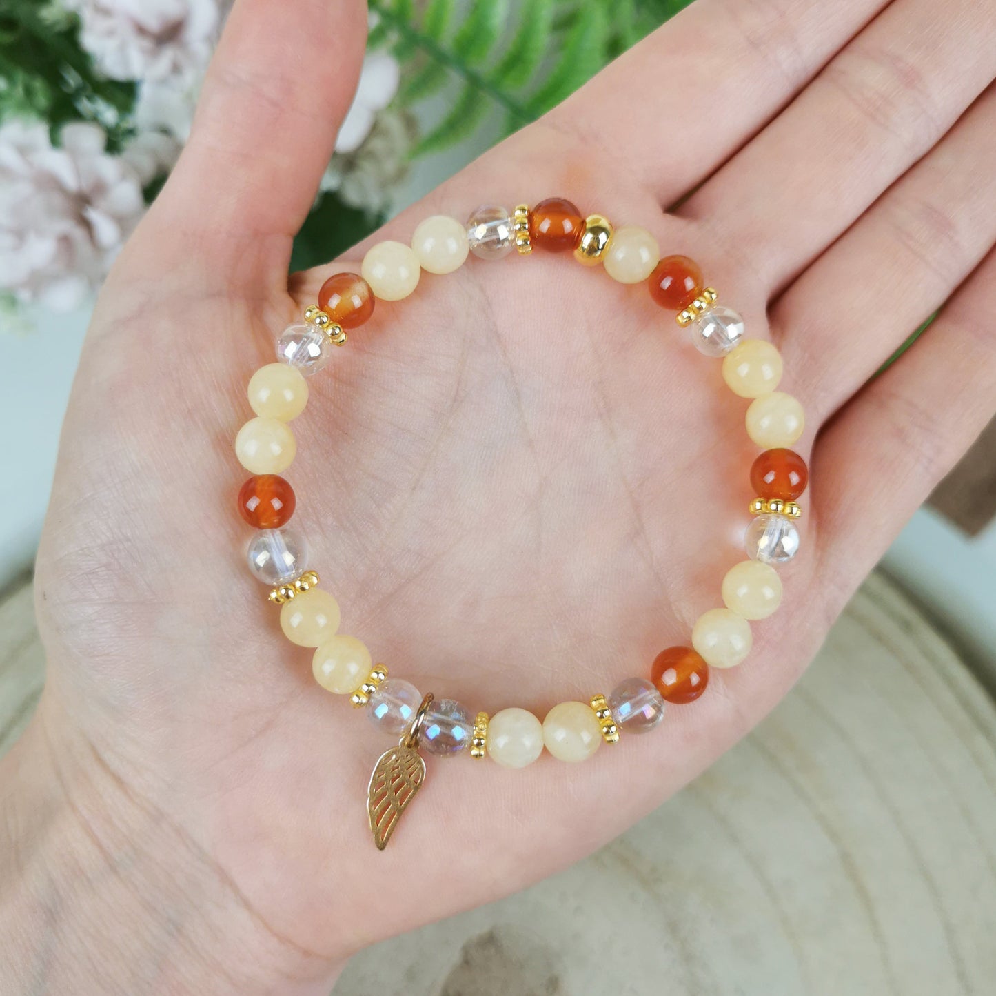 Orangencalcit-Karneol-Angel Aura Armband