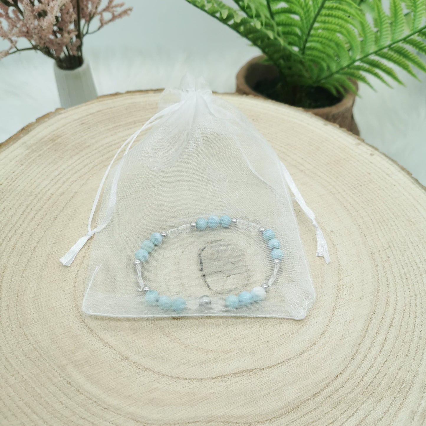 Larimar-Bergkristall Armband silber