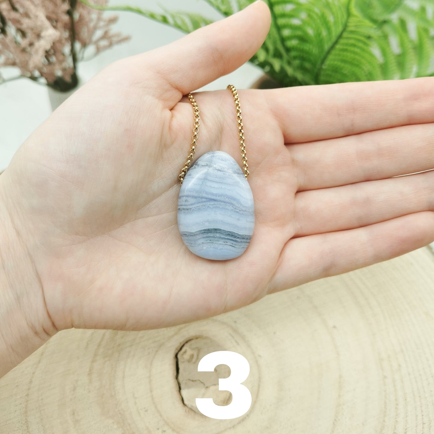 Blauer Chalcedon Kette