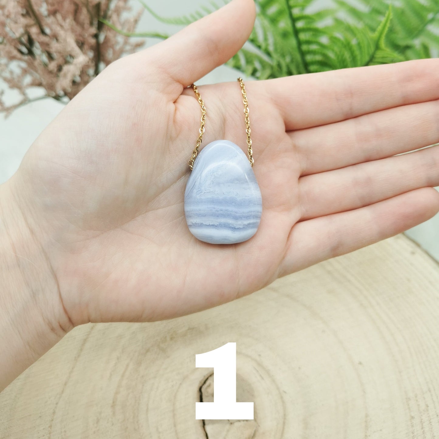 Blauer Chalcedon Kette
