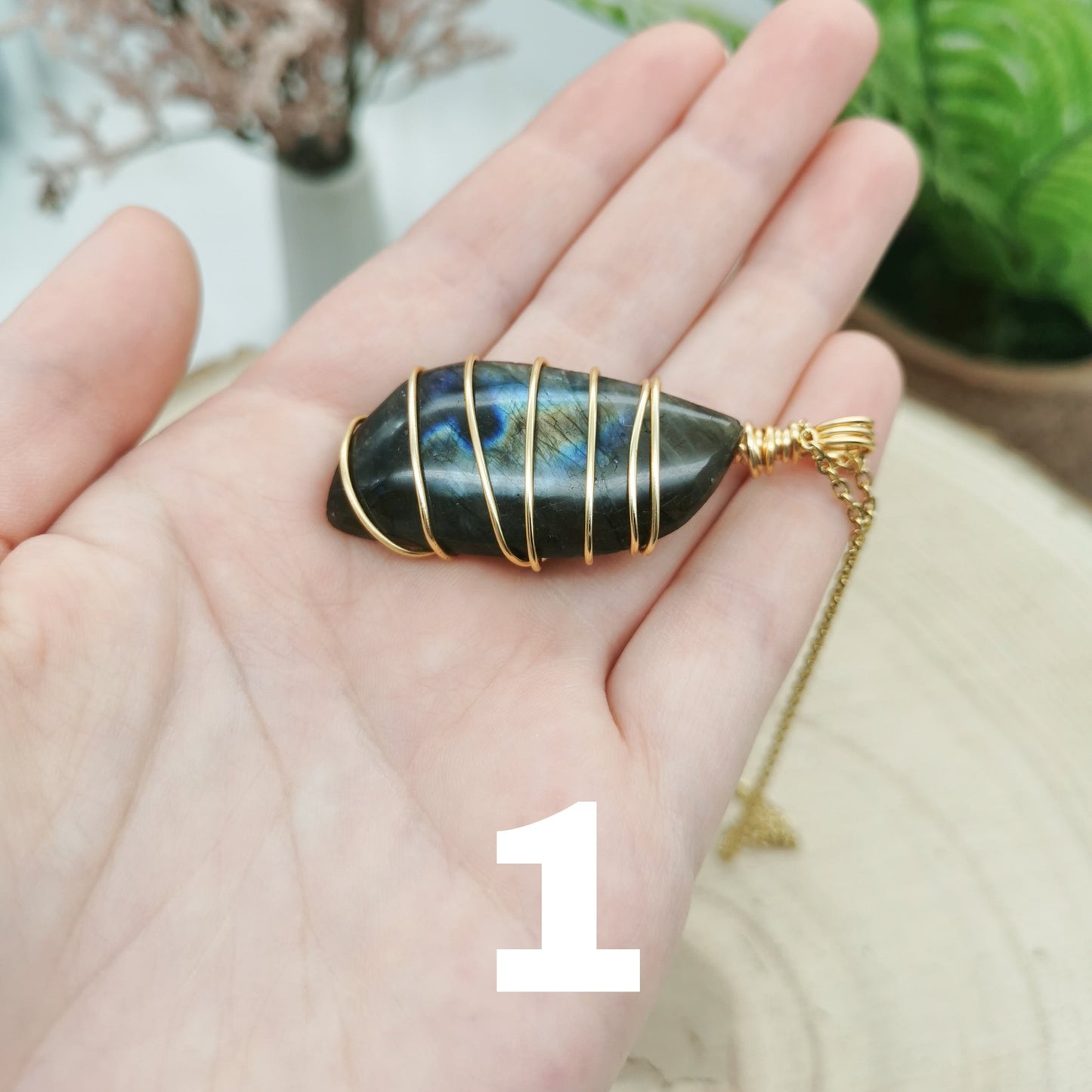 Labradorit Kette gold