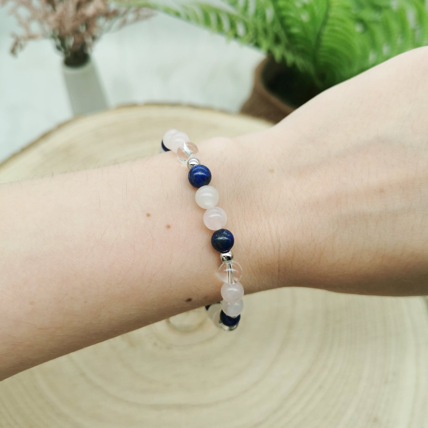 Sodalith-Rosenquarz-Bergkristall Armband