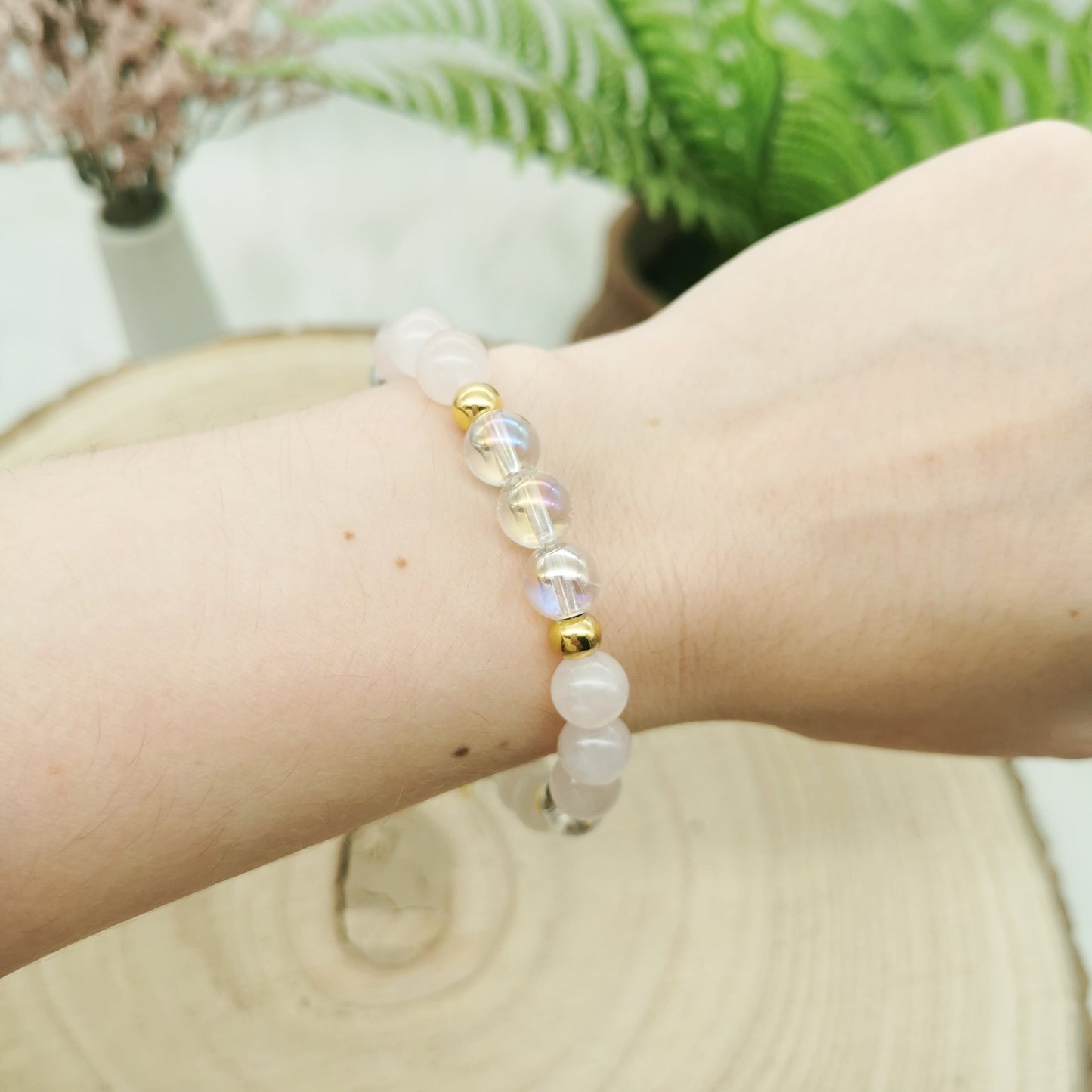 Angel Aura-Rosenquarz Armband