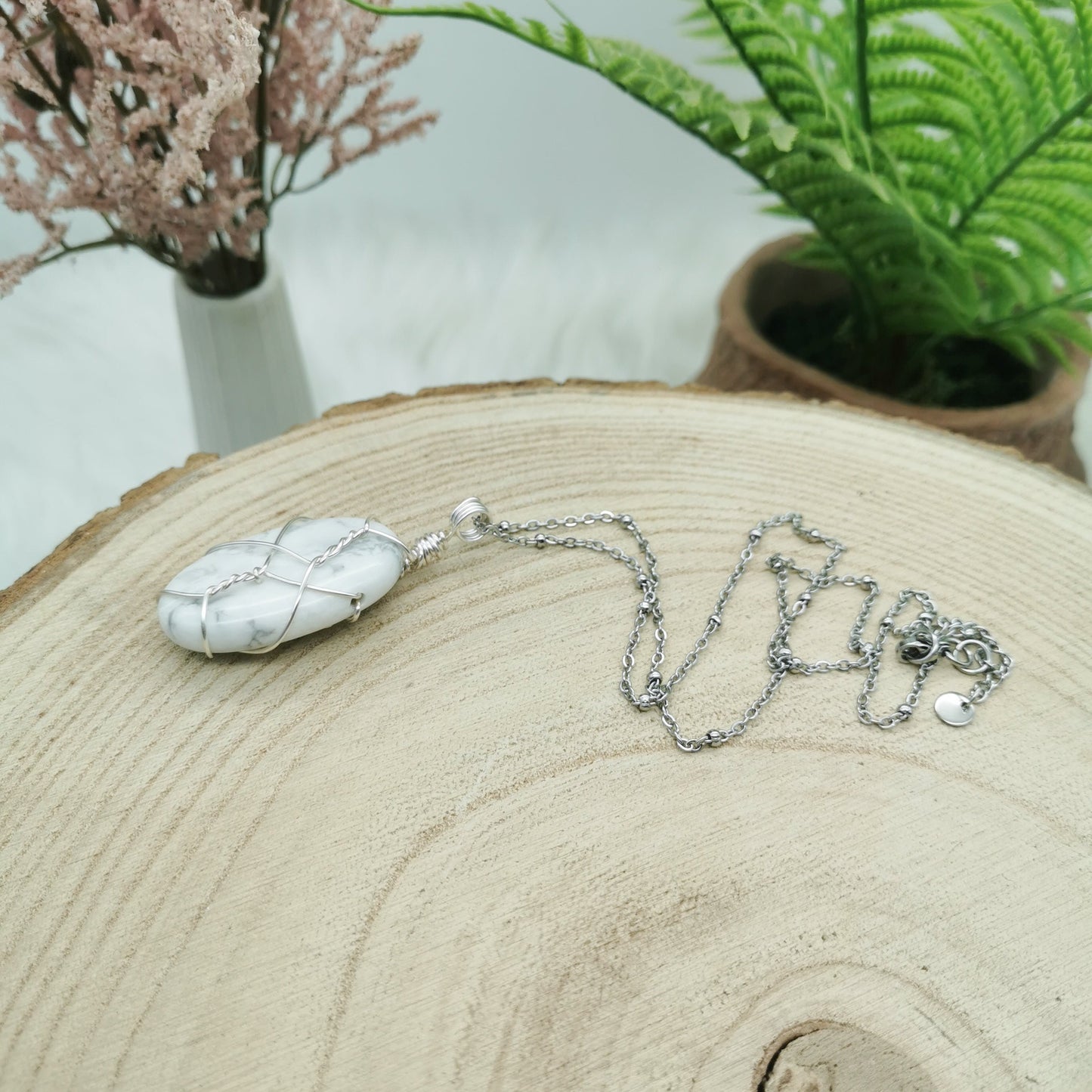 Magnesit Kette silber