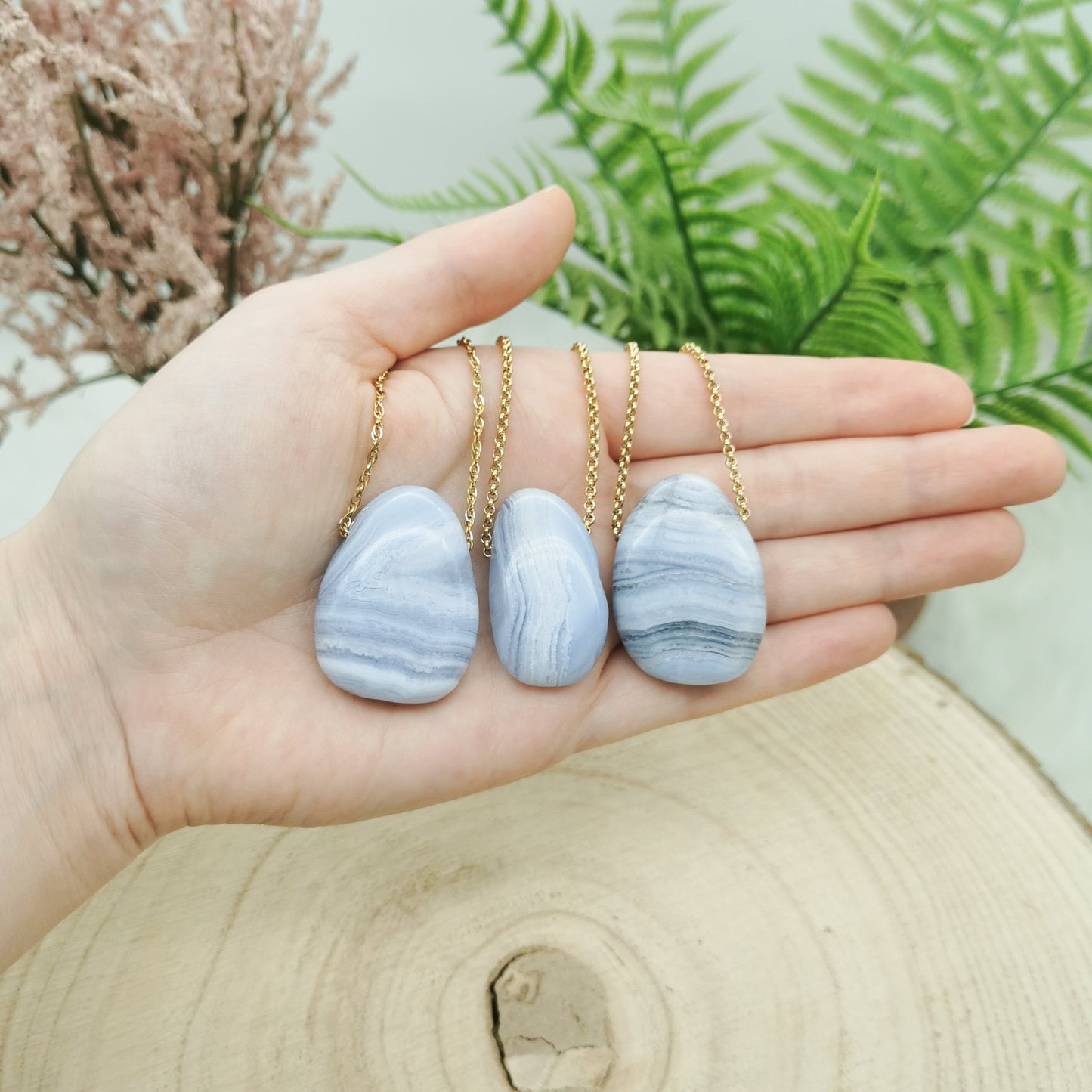 Blauer Chalcedon Kette