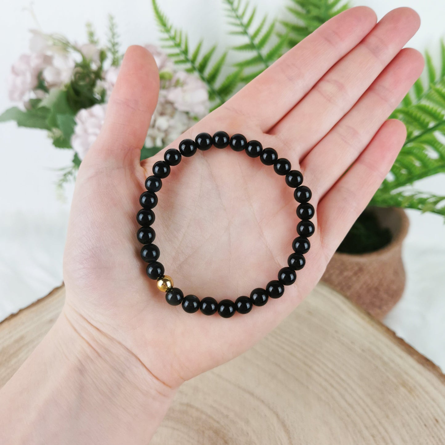 Schwarzer Obsidian Armband