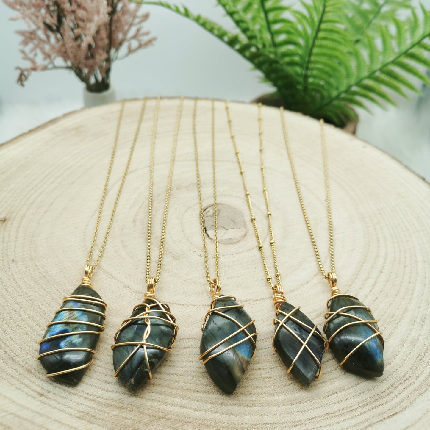 Labradorit Kette gold