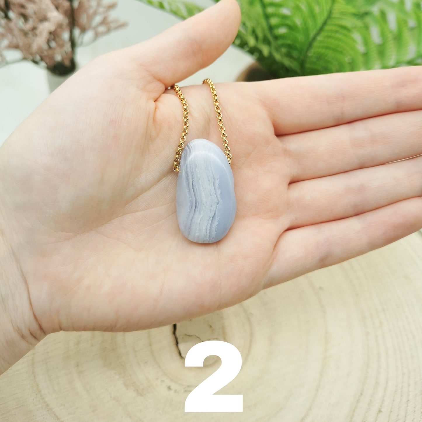 Blauer Chalcedon Kette