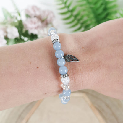 Angelit-Angel Aura-Bergkristall Armband