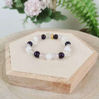 Rosenquarz-Amethyst-Bergkristall Armband