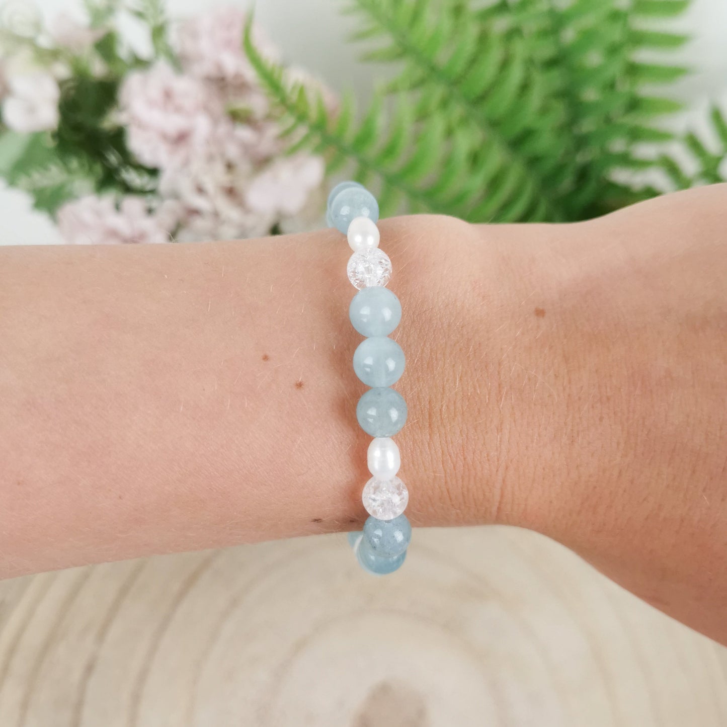 Aquamarin-Bergkristall Armband