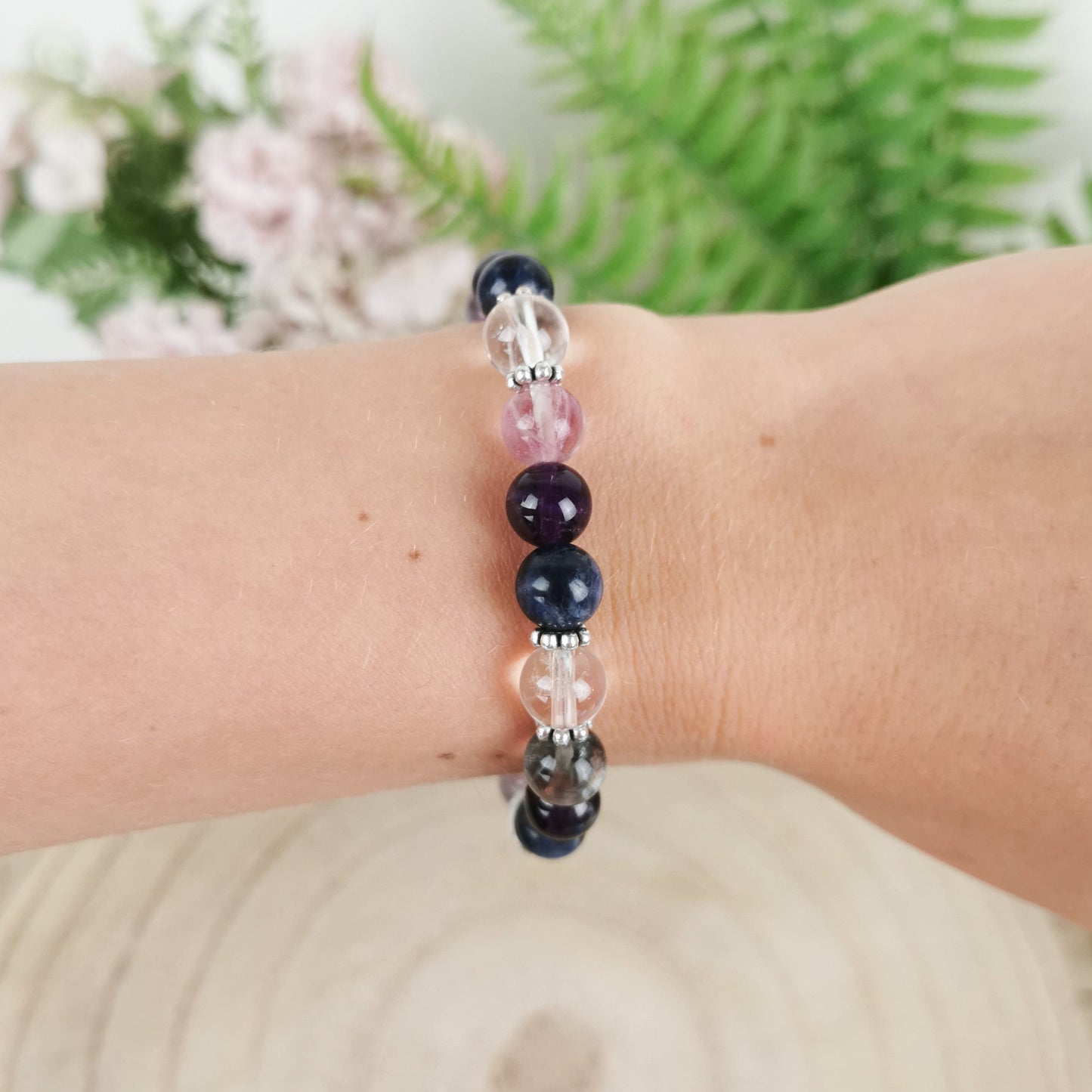 Amethyst-Fluorit-Bergkristall Armband