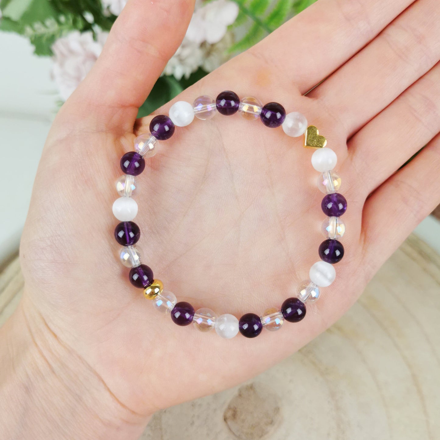 Amethyst-Selenit-Angel Aura Armband