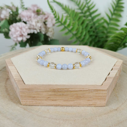 Blauer Chalcedon-Bergkristall Armband