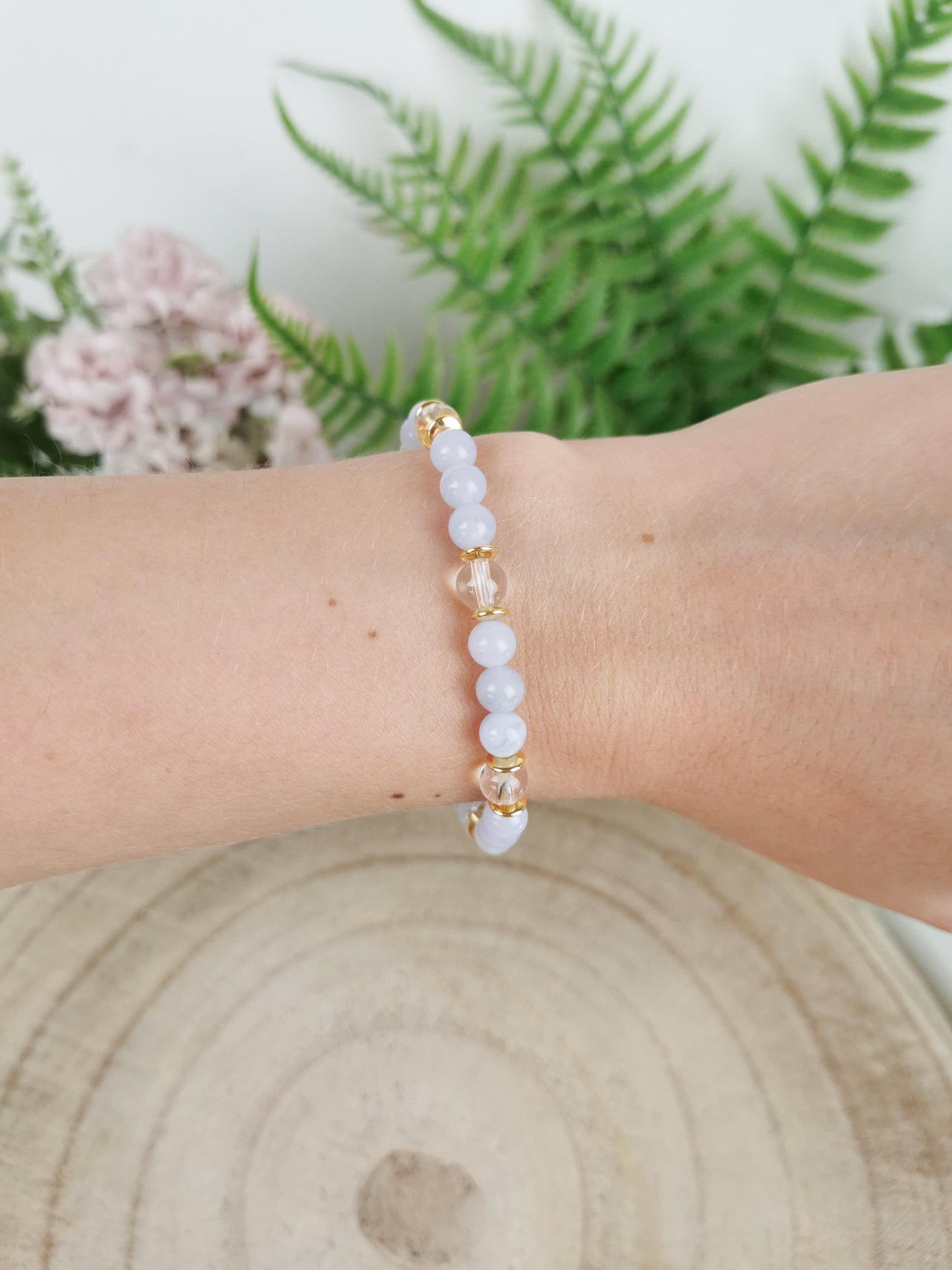 Blauer Chalcedon-Bergkristall Armband