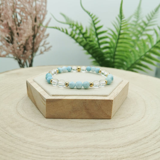 Larimar-Bergkristall Armband gold