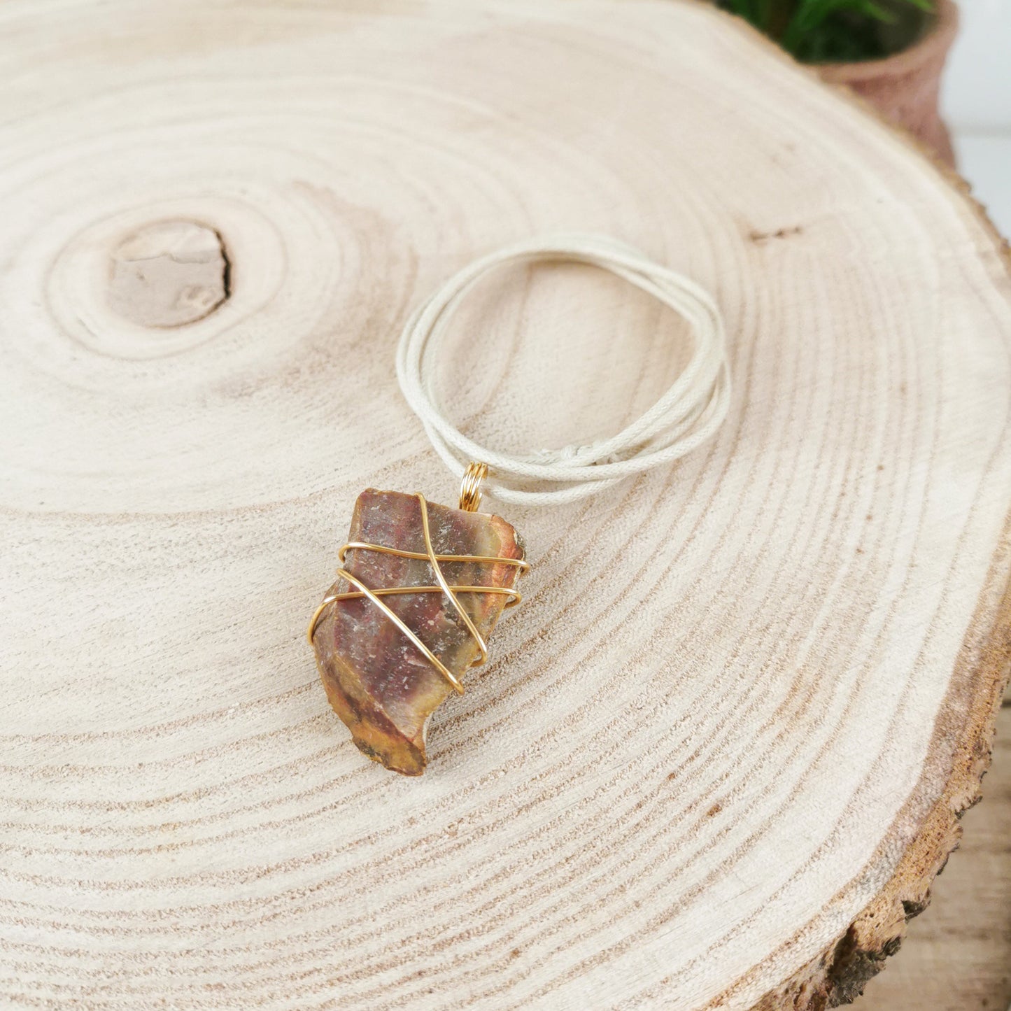 Versteinertes Holz Kette gold